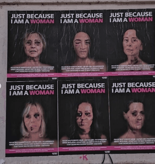 'Golpeadas' Michelle Obama, Hillary Clinton y Alexandria Ocasio: una campaña que denuncia la violencia contra la mujer