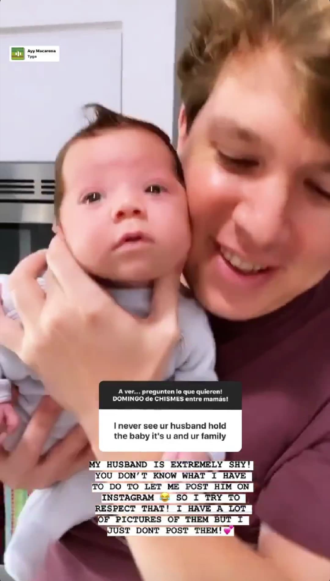 Confesó que Alejandro suele ser tímido y por esa razón no cuelga constantemente imágenes de él y Diego: "No saben lo que tengo que hacer para subir una foto de él en Instagram", bromeó la venezolana.