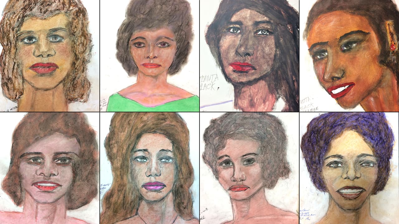 Las autoridades aún tienen que vincular 13 de estos retratos hechos por Samuel Little a alguna víctima o crimen registrado.