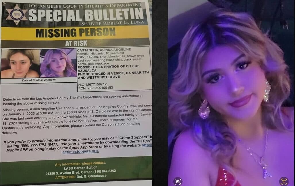 Se alienta a cualquier persona que tenga información sobre el caso de Castaneda a comunicarse con la estación del alguacil de Carson al 310-847-8362.