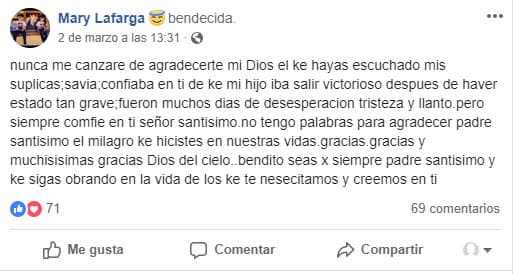 A principios del mes de marzo, su madre Mary Lafarga, publicó en Facebook que su hijo había estado delicado de salud debido a un cuadro de neumonía y un virus alojado en el pulmón.