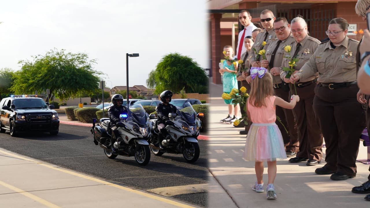 Julianna Kinnard recibió una sorpresa en su primer día de kindergarten. 
<br>