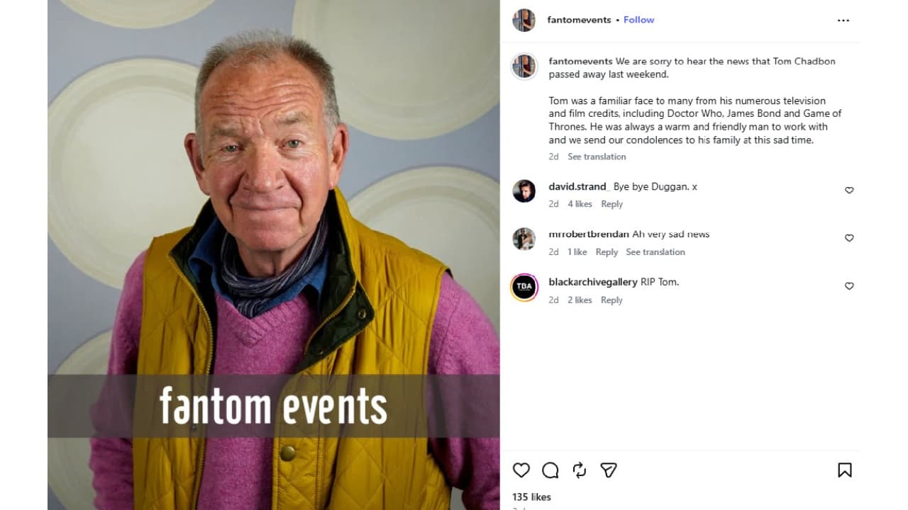 Muere Tom Chadbon.