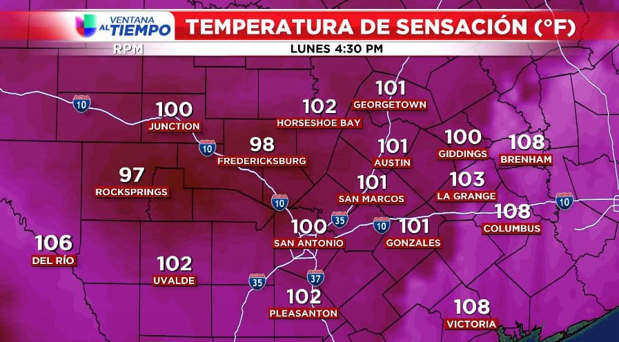 Emiten advertencia de calor en Texas por sensaciones reales de calor hasta 112 grados 
