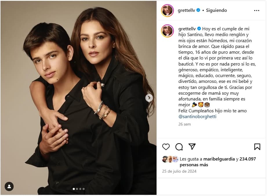 Grettell Valdez se expresó amorosamente de su hijo Santino.