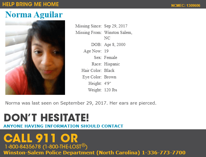 Niños y Adolescentes hispanos extraviados en Carolina del Norte