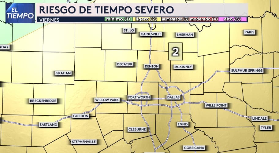 <b>El viernes, se prevé una serie de tormentas desde las primeras horas de la madrugada hasta la mañana</b>. Toda la región está bajo riesgo de tiempo severo, calificado en un nivel 2 en una escala del 1 al 5.