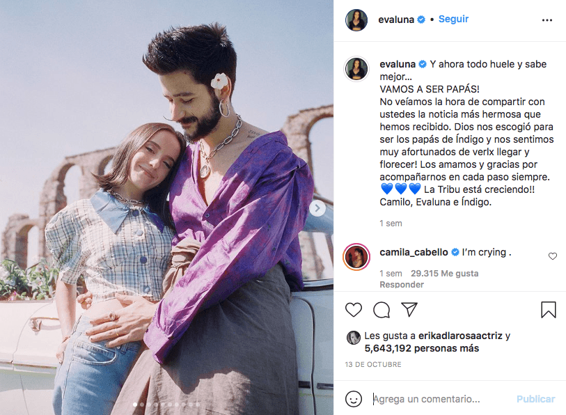 Sin duda otro momento en donde Evaluna y Camilo derrocharon amor hacia su hijo fue cuando hicieron el anuncio en Instagram de su embarazo con galerías de fotos y un emotivo mensaje.