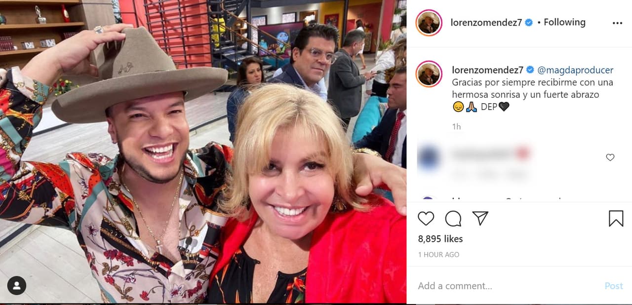 <b>Lorenzo Méndez </b>expresó su agradecimiento hacia la productora mexicana: "Gracias por siempre recibirme con una hermosa sonrisa y un fuerte abrazo. Descanse en paz".
<br>
