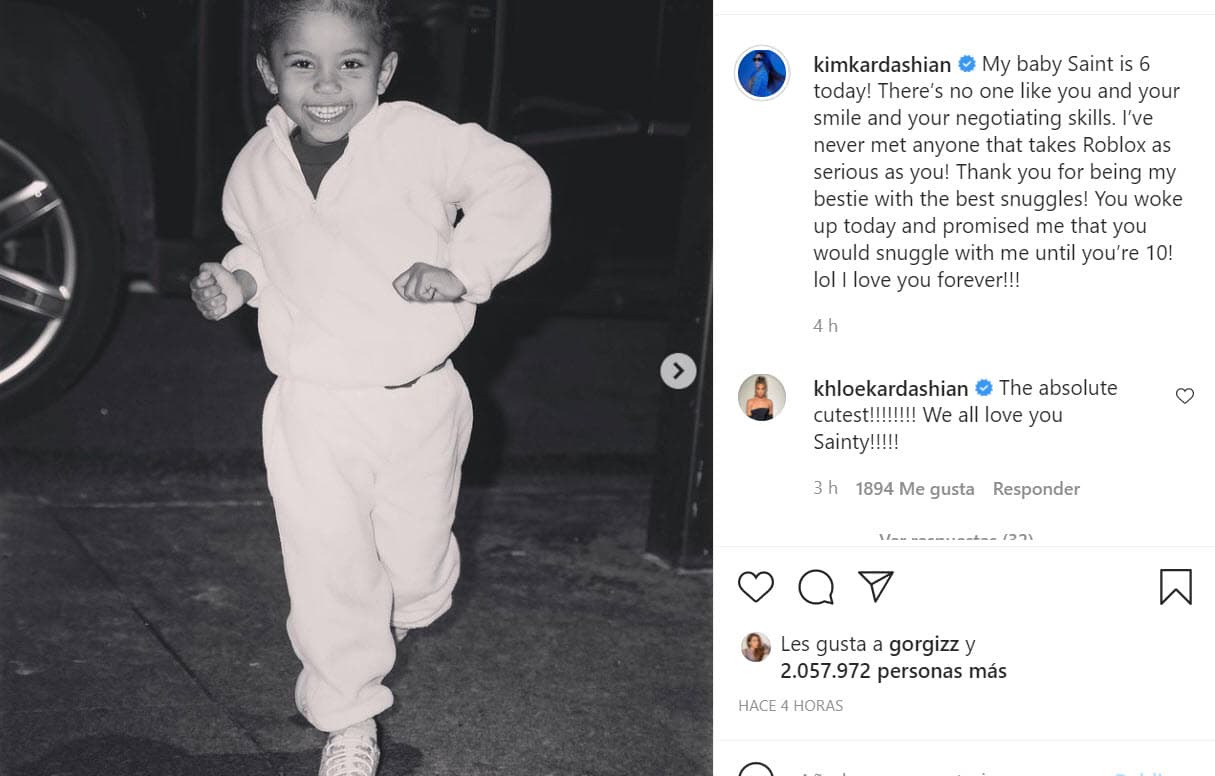 Antes de la lluvia de arcoíris que presenció, la empresaria le dedicó un emotivo mensaje a Saint junto a una serie de fotos que documentaron cuánto ha crecido el mayor de sus hijos varones. 
<br>