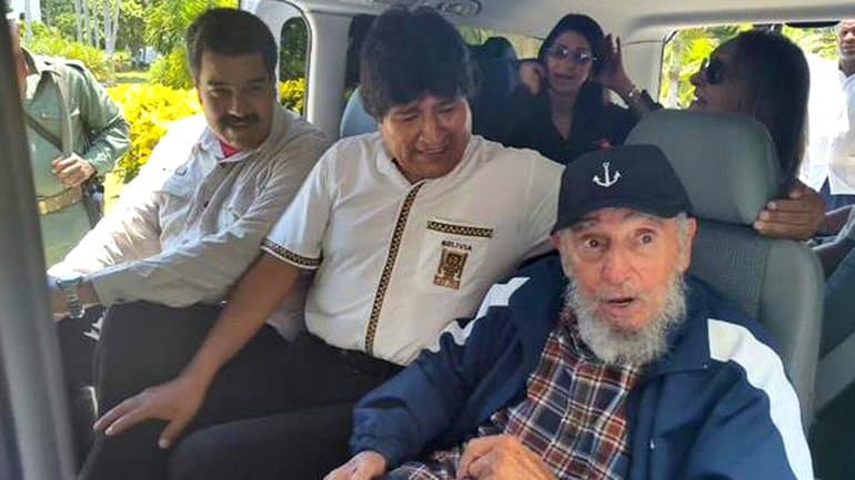 Aparece Fidel el día de su cumpleaños junto a Morales y Maduro