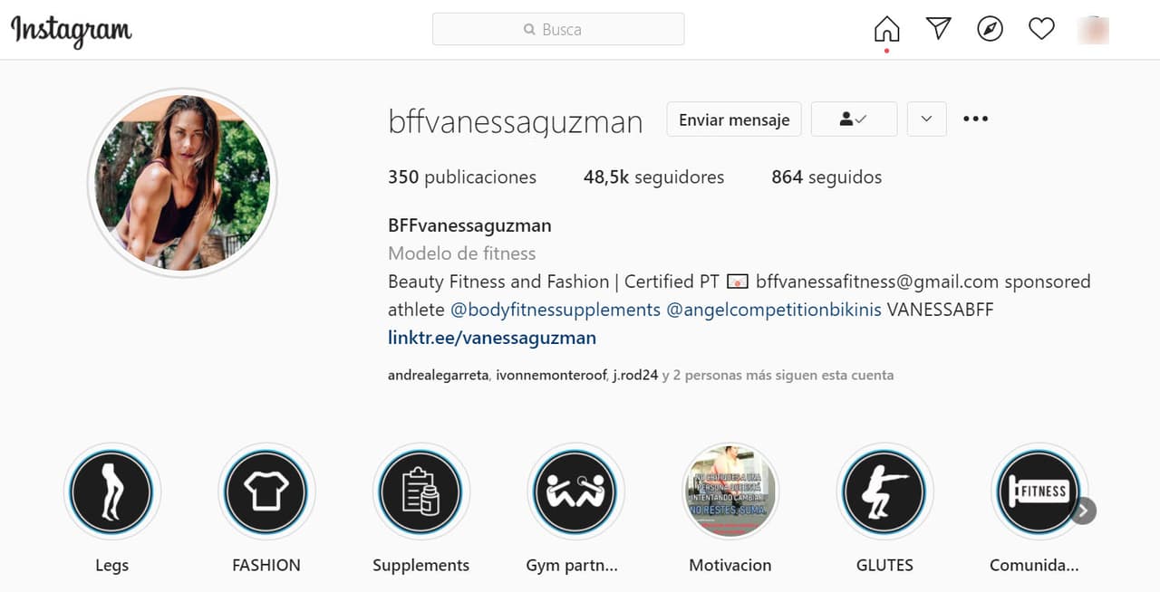 La actividad física se ha convertido en toda una pasión para ella al grado que tiene una 
<b><a href="https://www.instagram.com/bffvanessaguzman/" target="_blank">cuenta especial en Instagram, @bffvanessaguzman</a></b>, donde publica videos y fotos de sus entrenamientos y la dieta que lleva. Ahí se anuncia como entrenadora certificada, por lo que es habitual ver mensajes de seguidores que le preguntan cómo pueden entrenar y le piden consejos y asesorías. 
<br>