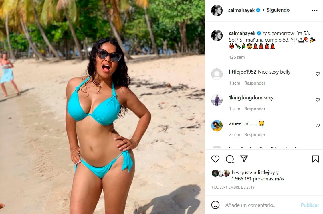 Salma Hayek en bikini.
