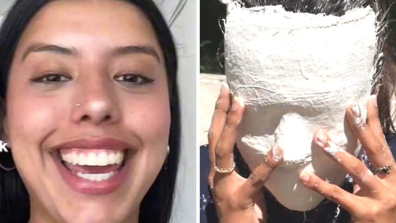 Joven hace máscara de yeso en la cara de su amiga y ya no se la puede quitar: "¡Ay, mis cejas!"
