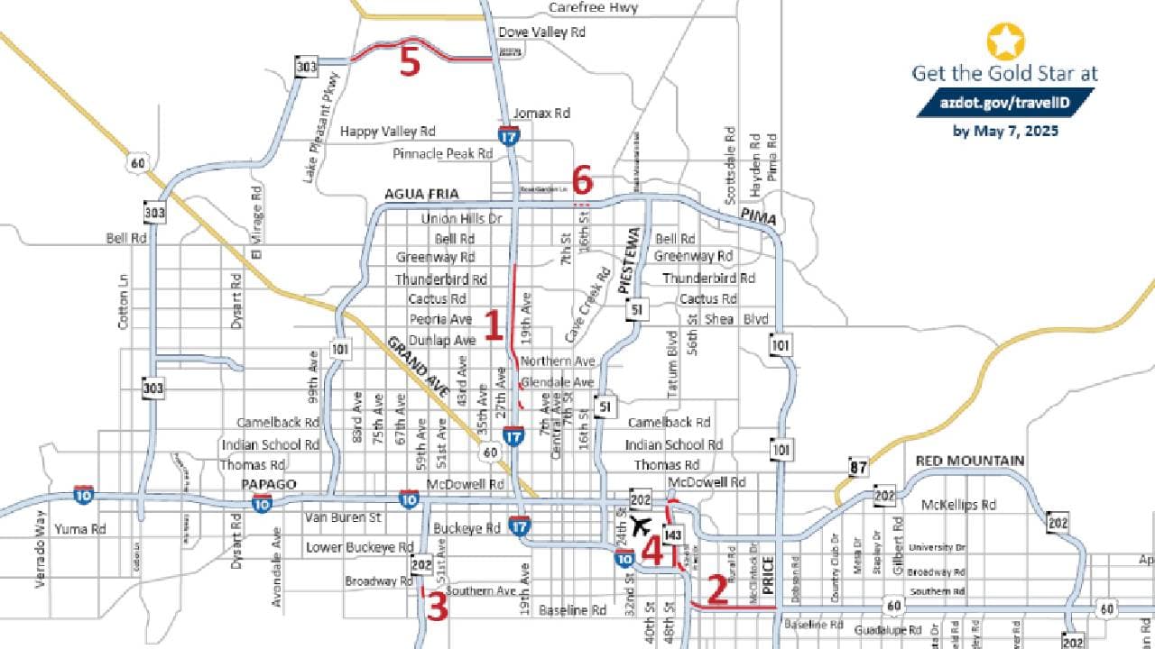 Cierres carreteros para el área de Phoenix del 4 al 7 de agosto