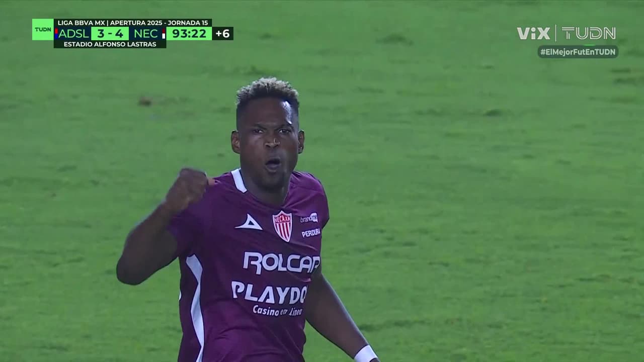 ¡Sorpresota! Cambindo marca el 3-4 para Necaxa sobre San Luis