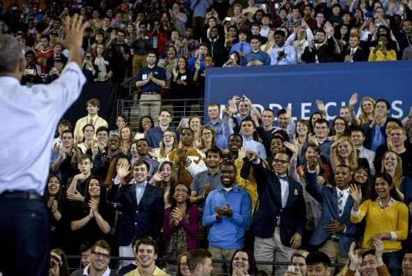 Durante su visita a la ciudad de Atlanta, el presidente Barack Obama se reunió con cientos de universitarios en el auditorio del Georgia Tech, donde habló de los problemas a los que se enfrentan los jóvenes al querer tener acceso a la educación universitaria, por lo que reiteró su interés en la accesibilidad a la educación superior para todos.