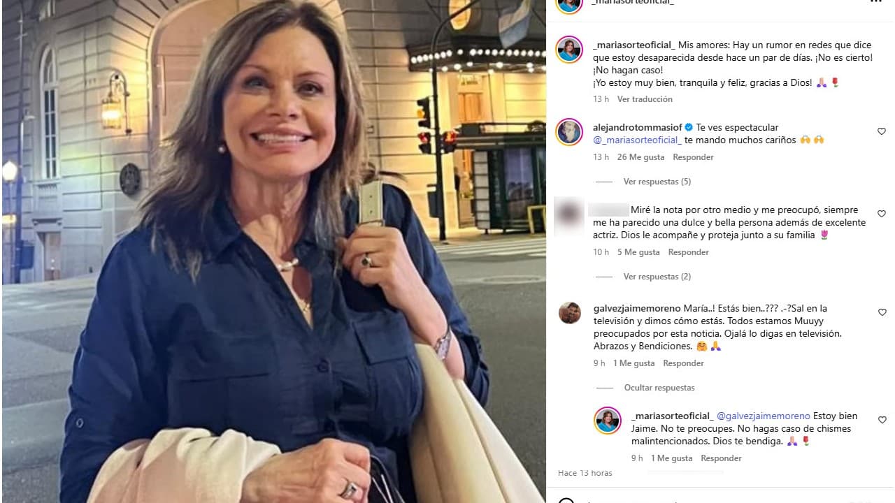 María Sorté desmintió estar desaparecida, como algunos medios lo reportaron.