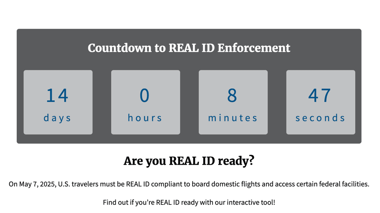 <h2 class="cms-H2-H2"><b>Puedes hacer el cuestionario</b></h2>
<br>
<br>La página del REAL ID tiene el siguiente cuestionario en esta página: 
<b><a href="https://www.dhs.gov/real-id">https://www.dhs.gov/real-id</a></b>. Ubica la parte que dice “Are you REAL ID ready?” y te presentarán opciones donde puedes poner qué documentos tienes. El cuestionario te dará un resultado.