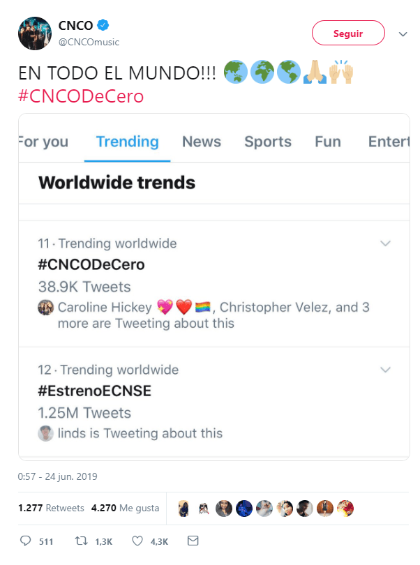 El hashtag #CNCODeCero se volvió tendencia en Colombia, República Dominicana, Venezuela, México, etc.