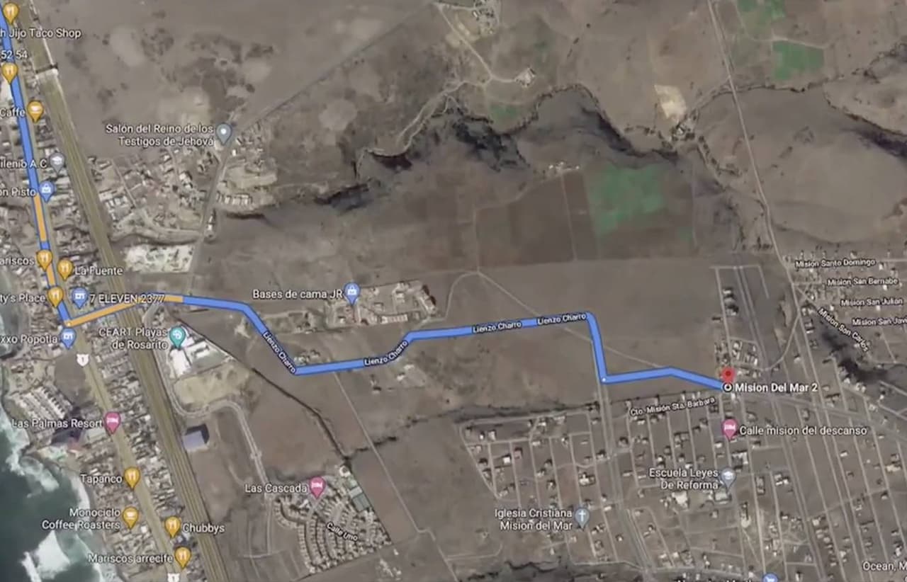 Un mapa revelado por las autoridades muestra el posible trayecto de Frank Aguilar hasta el barrio donde había acordado encontrarse con la mujer.