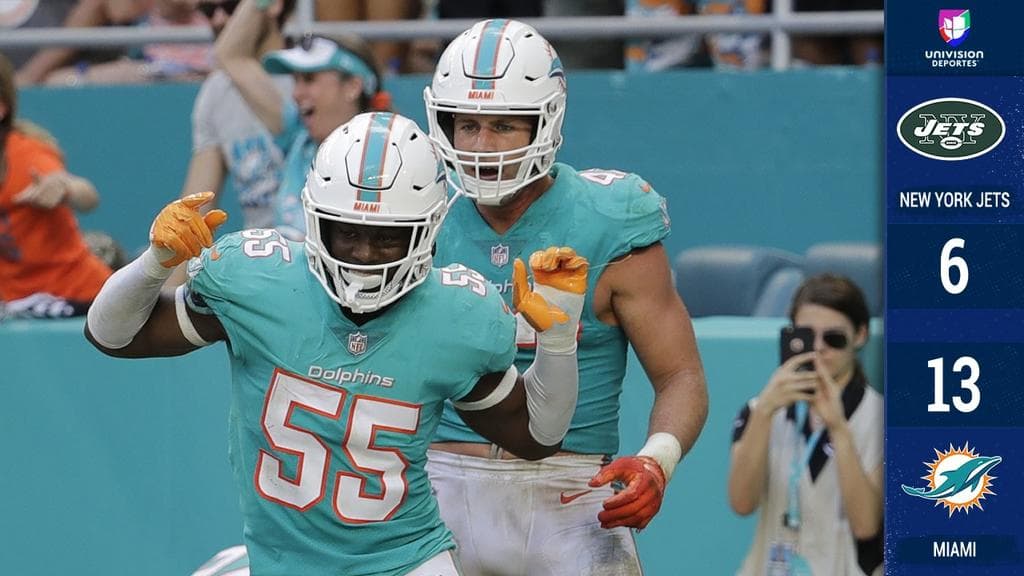 <b>NY Jets 6-13 Miami</b>. Cuatro intercepciones al quarterback novato Sam Darnold ayudaron a los Dolphins a superar a sus rivales divisionales.