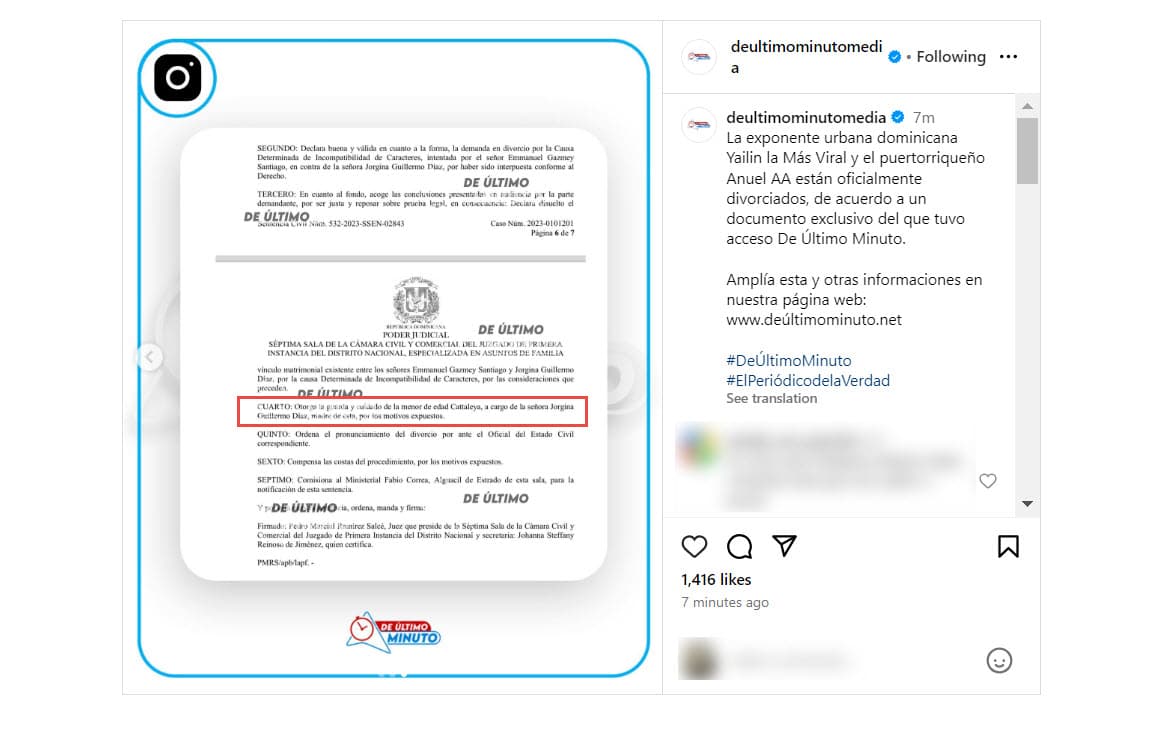 Cattleya se queda bajo la custodia de Yailin La Más Viral.