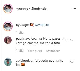 "Te quedó padrísima Ita", "no te pases el vértigo que me dio al ver la foto", "
<b>está buenísima</b>", "me encantan tus fotos", le escribieron.