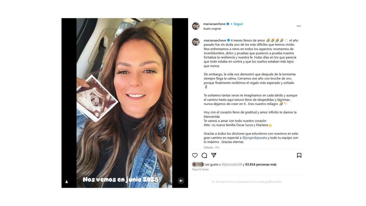 El bebé de Mariana Echeverría podría nacer en junio de 2025.