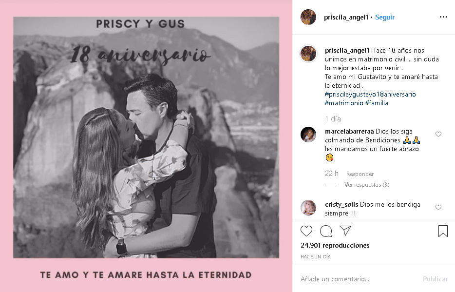 "
<b><a href="https://www.instagram.com/p/B6i-0W6Btcn/" target="_blank">Hace 18 años nos unimos en matrimonio civil</a></b>… Sin duda lo mejor estaba por venir. Te amo mi Gustavito y te amaré hasta la eternidad", escribió.