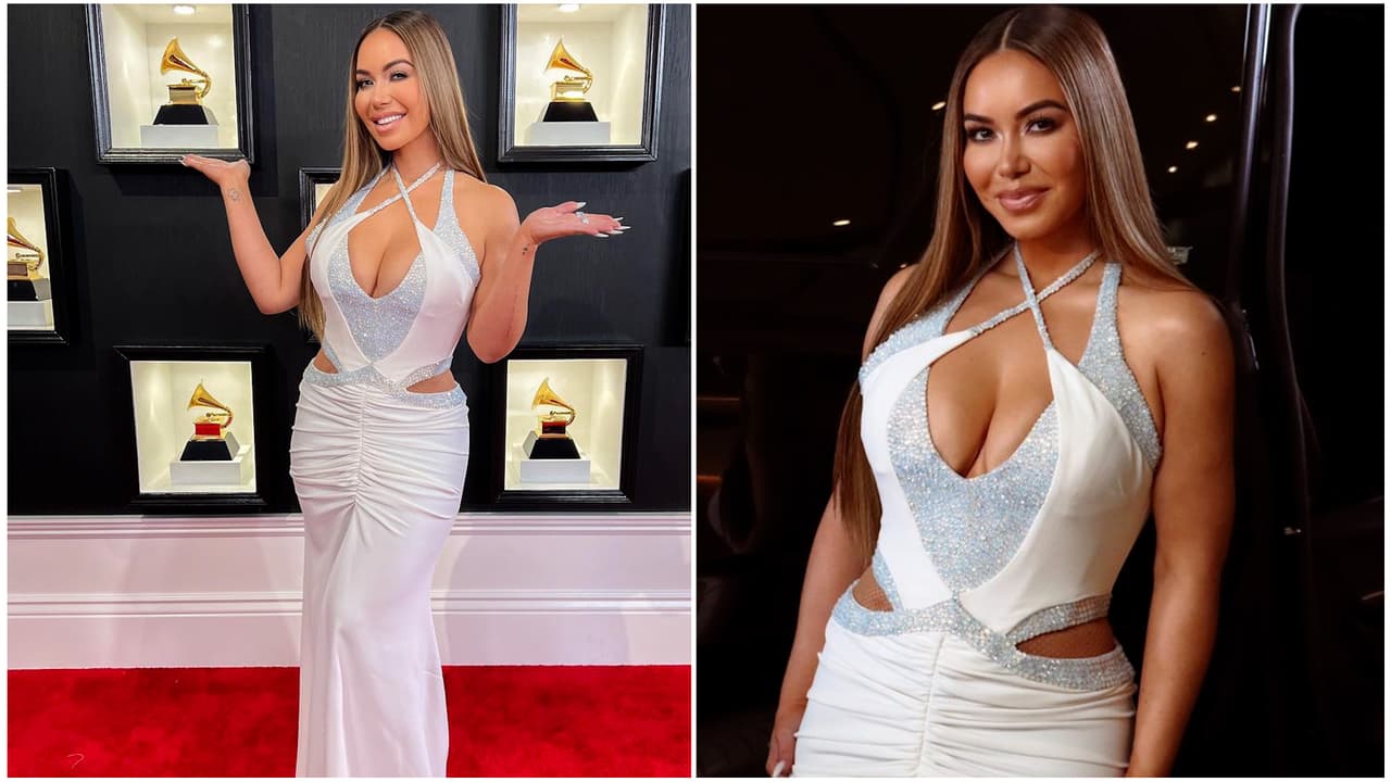<h2 class="cms-H2-H2">Chiquis Rivera</h2>
<br>La hija de Jenni Rivera lució un vestido del diseñador sirio-venezolano Usama Ishtay que resaltó su figura.