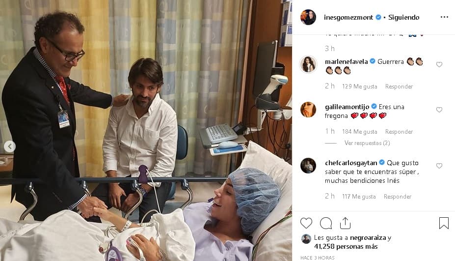 En el mensaje agradeció y presentó a Quiñones: "Déjenme les cuento que desde que lo vi por primera vez fue algo súper especial, fue sonriente, amable, sencillo y sobre todo muy optimista, 
<b><a href="https://www.univision.com/famosos/en-la-recuperacion-de-ines-gomez-mont-hay-alguien-que-sufre-mas-que-ella-y-no-son-sus-hijos-ni-esposo-fotos" target="_blank">hizo hasta lo imposible</a></b> para evitar abrirme la cabeza".
<br>