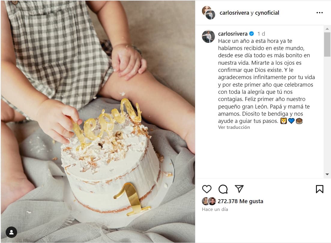 Carlos Rivera dedicó un mensaje a su hijo León por su primer año de vida.