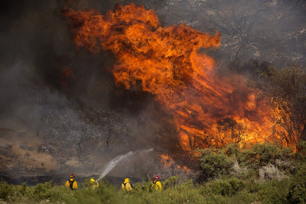 Miles de personas fueron evacuadas el domingo debido a un voraz 
<a href="https://www.univision.com/temas/incendios">incendio</a> al este de 
<a href="https://www.univision.com/temas/los-angeles">Los Ángeles</a> que los bomberos combaten en medio de un sofocante calor. Las llamas en el condado Riverside devoraron más de 31 millas cuadradas (80 kilómetros cuadrados) de vegetación, informó el Departamento Forestal y de Protección contra Incendios de California. Los bomberos no pudieron avanzar contra las llamas el domingo
