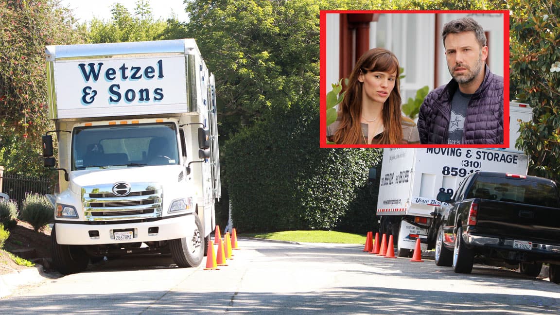 La semana pasada, las cámaras captaron camiones de mudanza fuera de la mansión de la ex pareja.