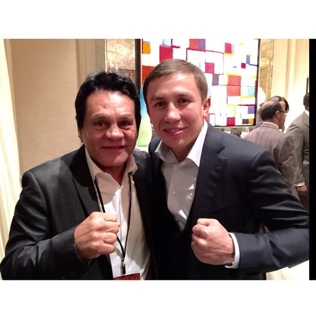 Golovkin con la leyenda panameña del boxeo, Roberto Durán.