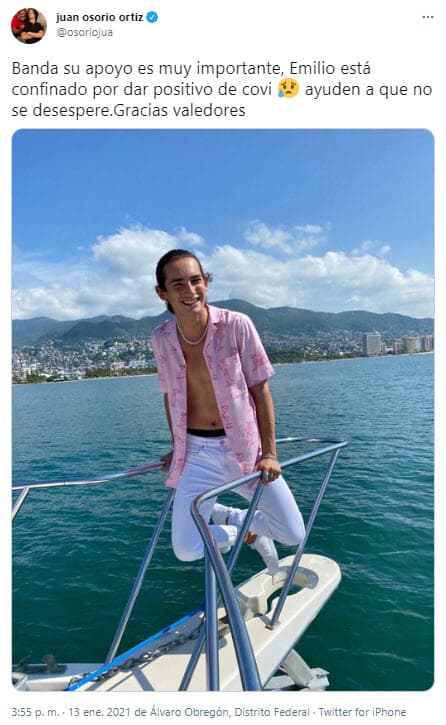 Dos semanas después de que Juan Osorio quedara libre de covid-19 en enero, fue Emilio quien dio positivo al virus.