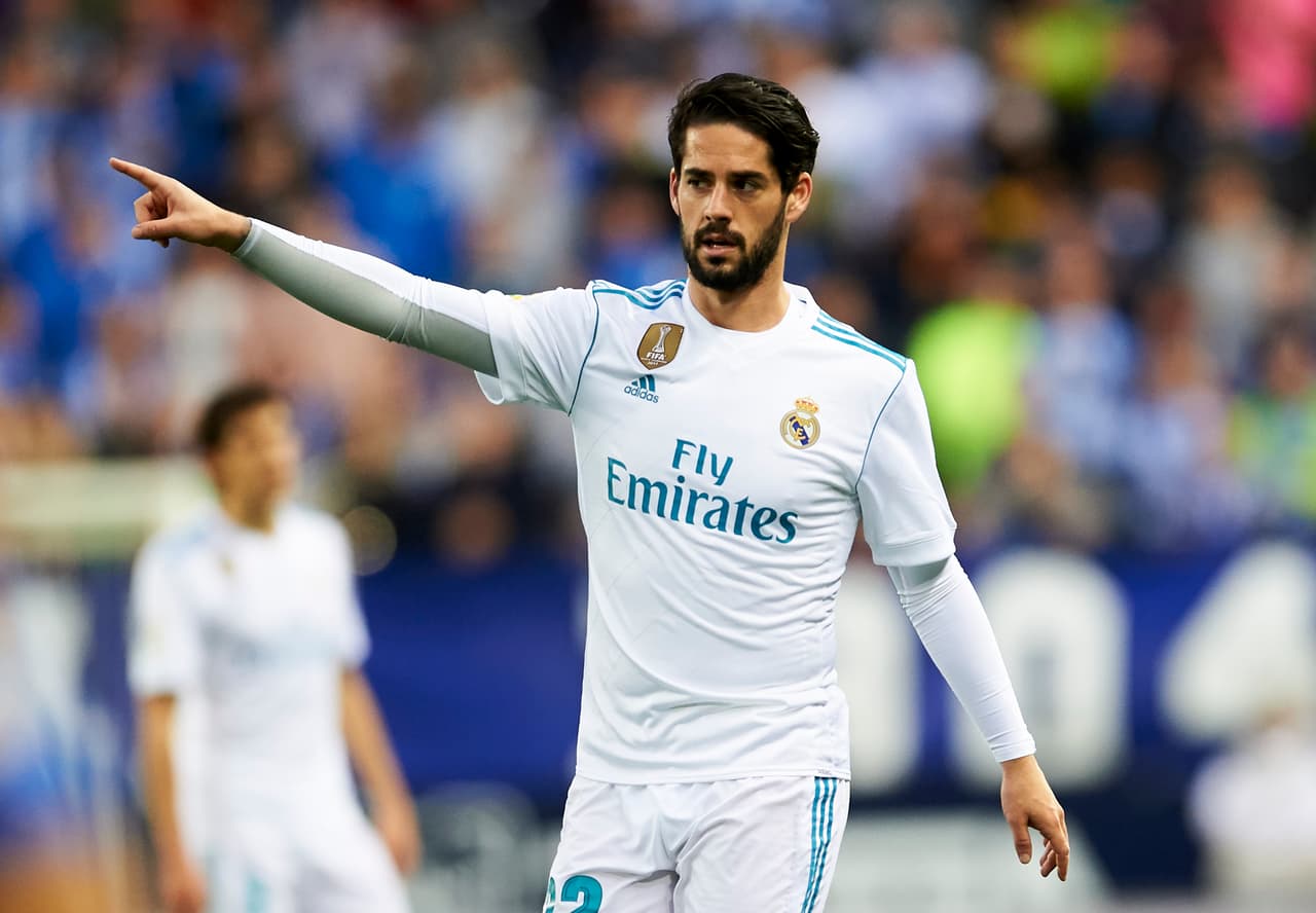 MALAGA, SPAIN - APRIL 15: Isco Alarcon of Real Madrid reacts during the La Liga match between Malaga CF and Real Madrid CF at Estadio La Rosaleda on April 15, 2018 in Malaga, Spain. (Photo by Aitor Alcalde/Getty Images)