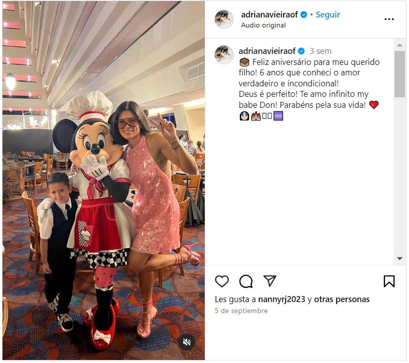 Adriana Vieira celebró por última vez el cumpleaños de su hijo Don.