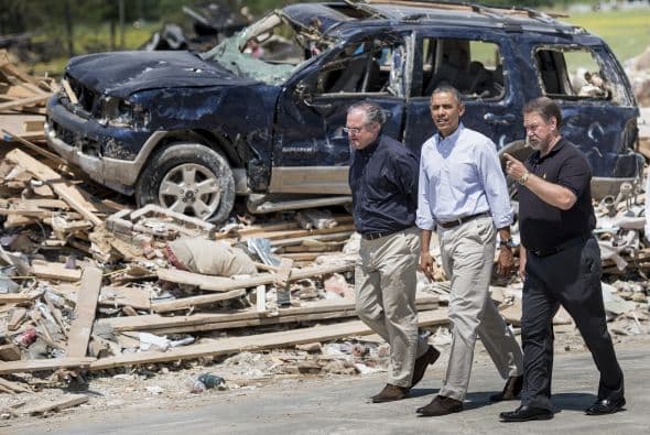 "No puedo estar más impresionado por el sentido de comunidad que he visto aquí", dijo Obama.
