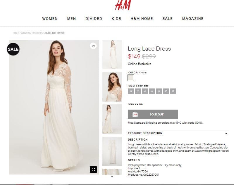 Sólo que la marca de ropa H&M lo ofrece con características similares al que Middleton mostró el día de su boda en 2011. El costo original del ajuar era de 199 dólares, pero actualmente lo puedes conseguir por tan solo 149 dólares.
<br>