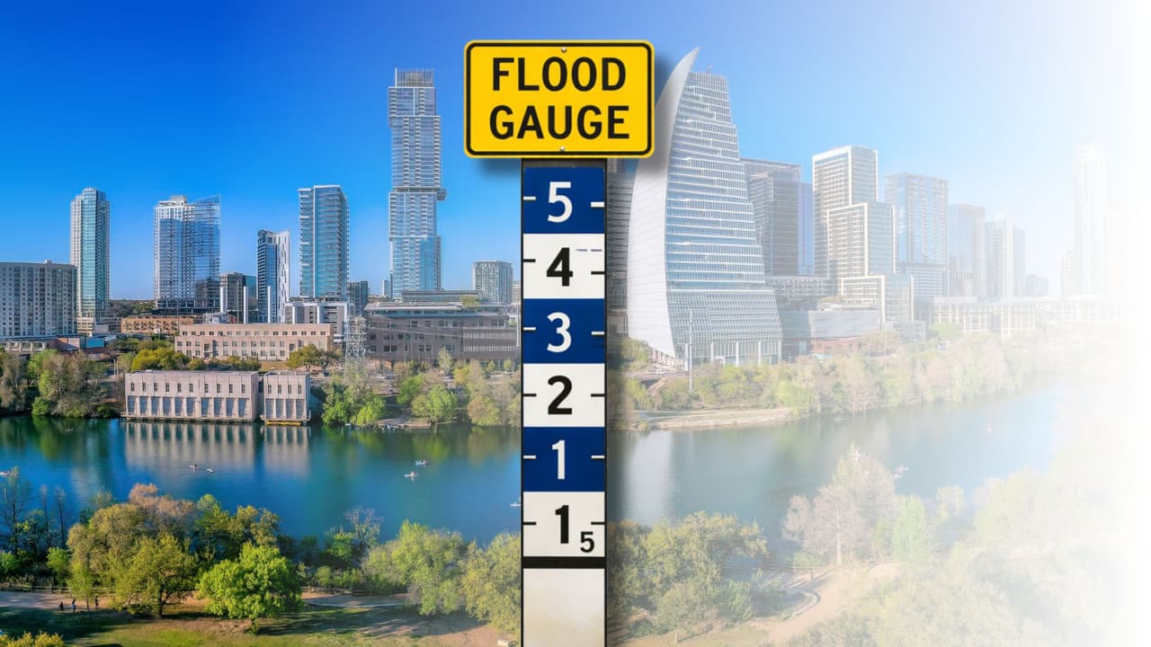 <h3 class="cms-H3-H3">Flood Gauge</h3>
<br>
<br>🔎 Traducción:
<b>Medidor de nivel de inundación.</b>
<br>
<b>👀 Cómo se ve: </b>Una placa que dice Flood Gauge junto a un medidor vertical que marca la profundidad del agua.
<br>
<b>🤔 Qué significa:</b> Indica cuánta agua cubre el paso en ese momento, no es decorativo, es una referencia directa para el conductor.
<br>
<b>📍 Dónde aparece: </b>En cruces que se inundan con frecuencia, sobre todo en zonas rurales.
<br>
<b>💡 Qué hacer: </b>
<br>Observa el medidor desde el vehículo.
<br>Si no puedes estimar con claridad la profundidad o la fuerza del agua, retrocede.
<br>Evita detenerte bruscamente si vienes con tráfico detrás.
<br>
<b>⚠️ Error común:</b> Entrar “solo un poco para probar”. En estos puntos, probar suele salir caro.