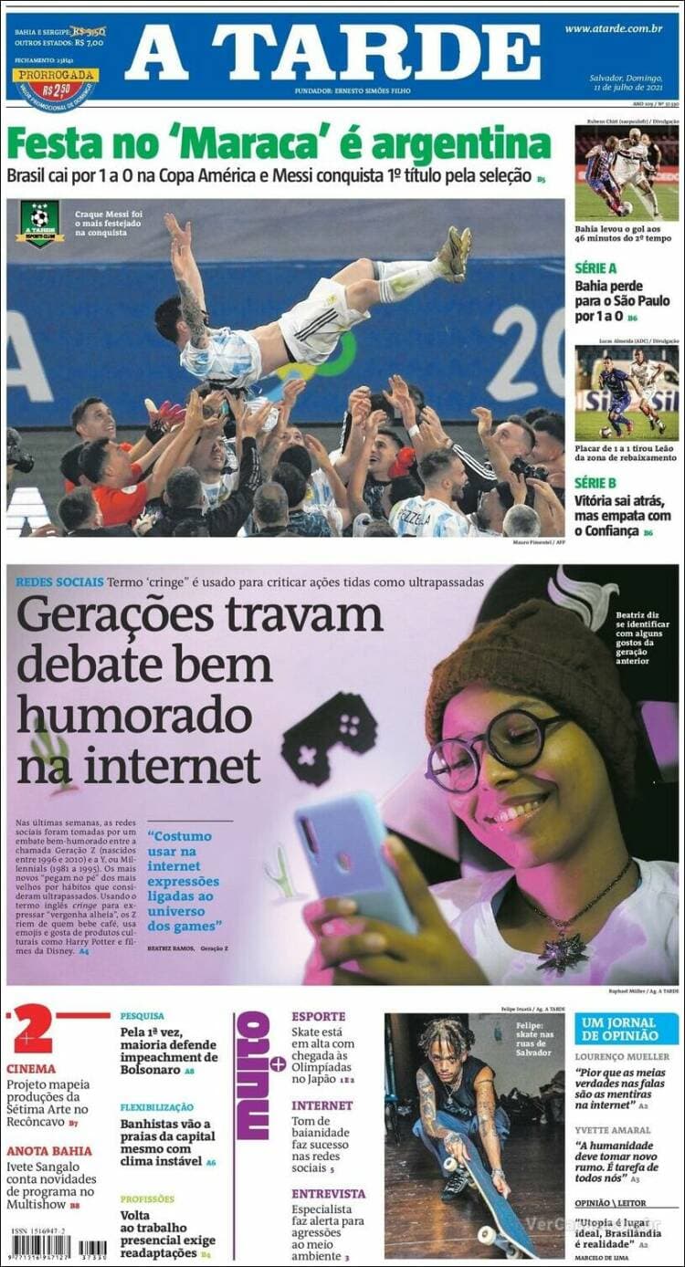 Argentina rompe la maldición y 28 años después consigue, de la mano de Lionel Messi, el título de campeones de la Copa América. La prensa argentina enaltece la hazaña, así como la prensa internacional del continente americano.