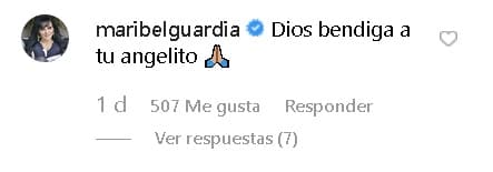 Entre los mensajes de apoyo que recibió Valencia, estuvo el de 
<b>Maribel Guardia</b>, quien le escribió: 
<b>"¡Dios bendiga a tu angelito!”</b>, junto al emoji de las manitas de oración.
<br>