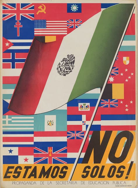 Este cartel anunciaba la unión de México al bloque de los Aliados luego del ataque japonés a Pearl Harbor.
