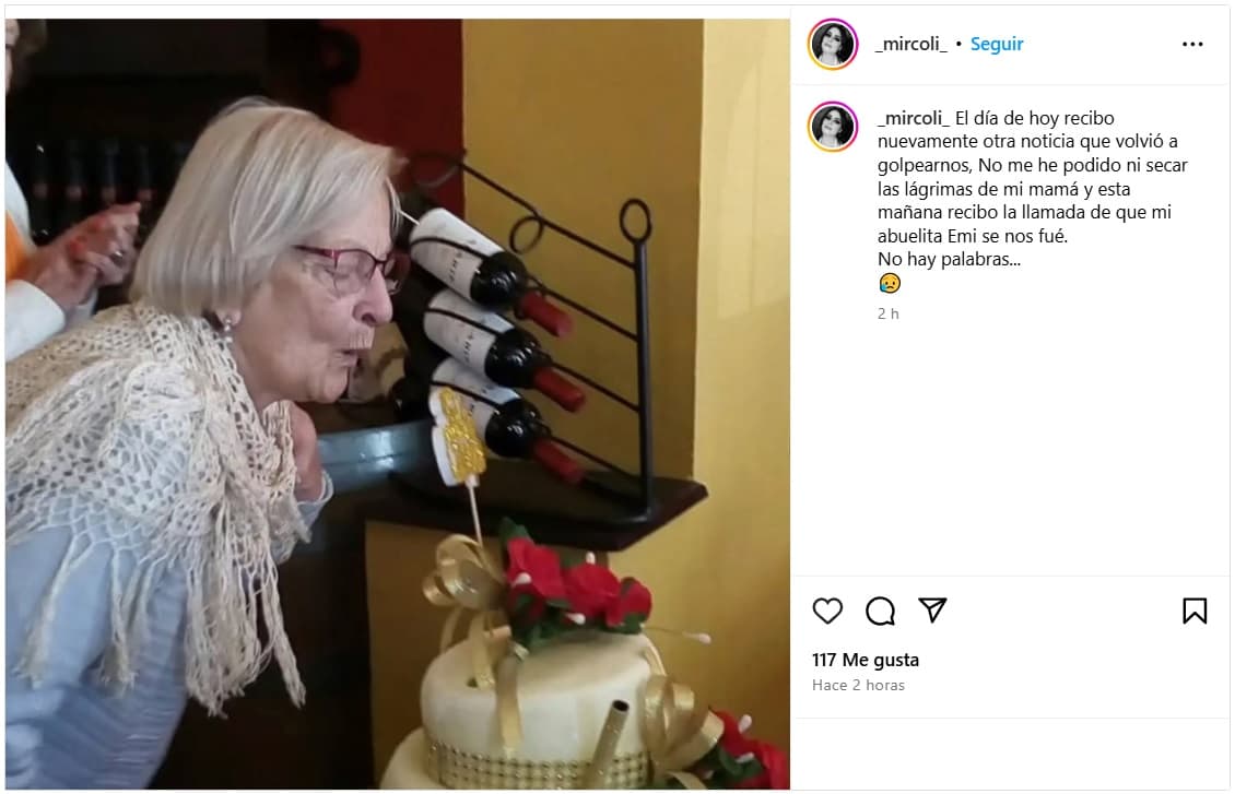 Hija de Dulce, Romina Mircoli, reveló la muerte de su "abuelita Emi".