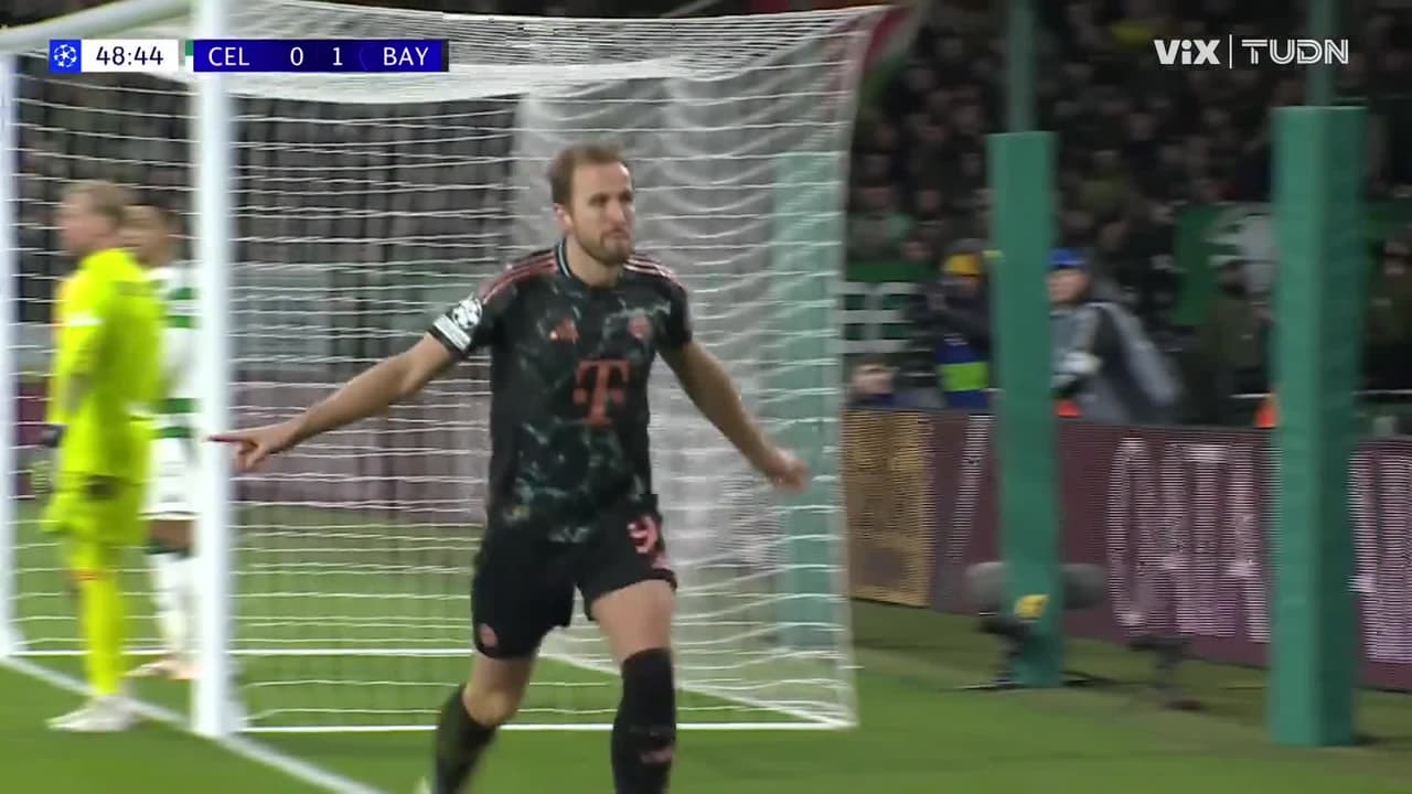 ¡Golazo de videojuego! Volea de Kane para el 0-2 del Bayern ante Celtic