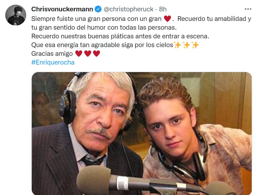 <b>Christopher von Uckermann</b> destacó 
<b>la "amabilidad"</b> y el "gran sentido del humor" que caracterizó a Enrique Rocha.