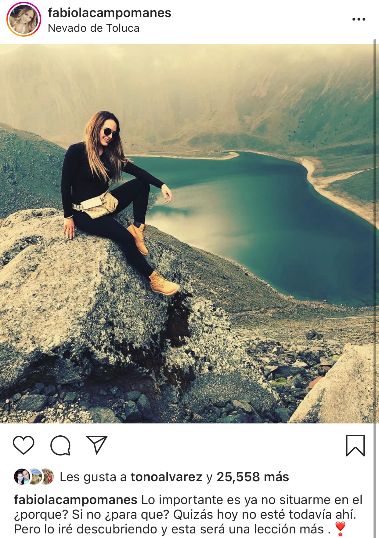 La actriz publicó el domingo 
<b><a href="https://www.instagram.com/p/B4a9iOLH0RW/" target="_blank">esta foto</a></b> en la que se le ve disfrutando de la naturaleza.