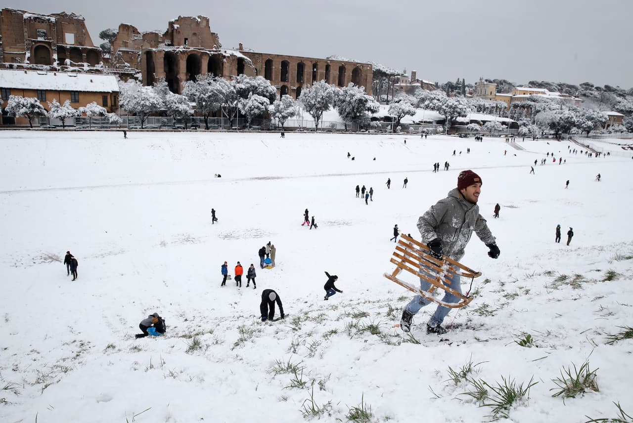 La intensa nevada hizo que se cerraran aeropuertos, oficinas gubernamentales, colegios, vías de circulación, pero muchos aprovecharon para salir a las calles y divertirse con el paisaje invernal.